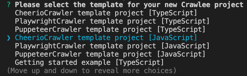 Crawlee CLI "create" command